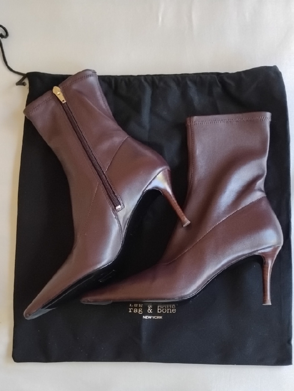 Rag & Bone Leather Zip Ankle Boots 9.5 Pointed Toe